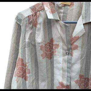 Vintage 70s/80s Abstract Psychedelic Floral Plus Size Retro Blouse Shirt size 44